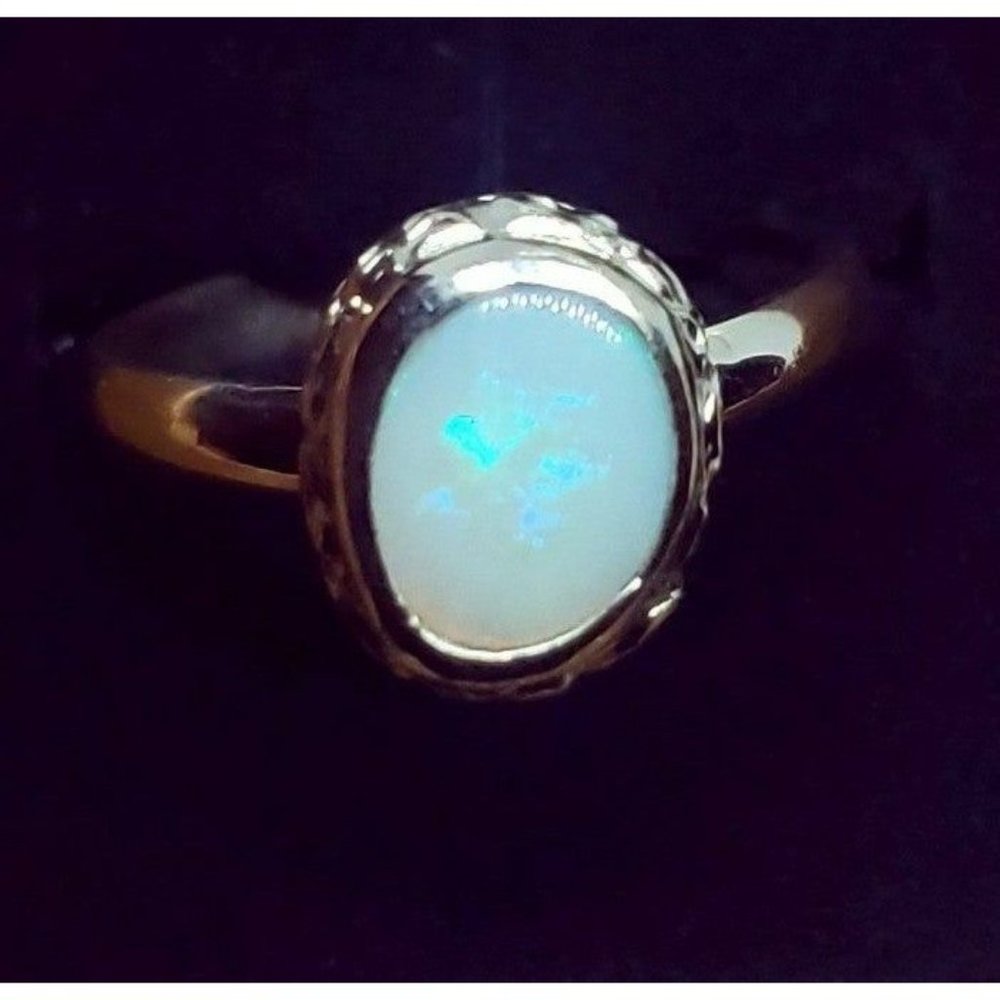 Sterling silver and Australian Opal crystal ring handmade floral design
